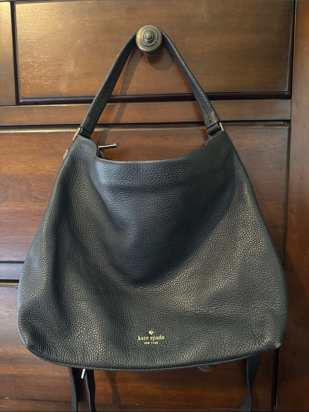 kate spade Black Pebbled Leather Shoulder Hobo